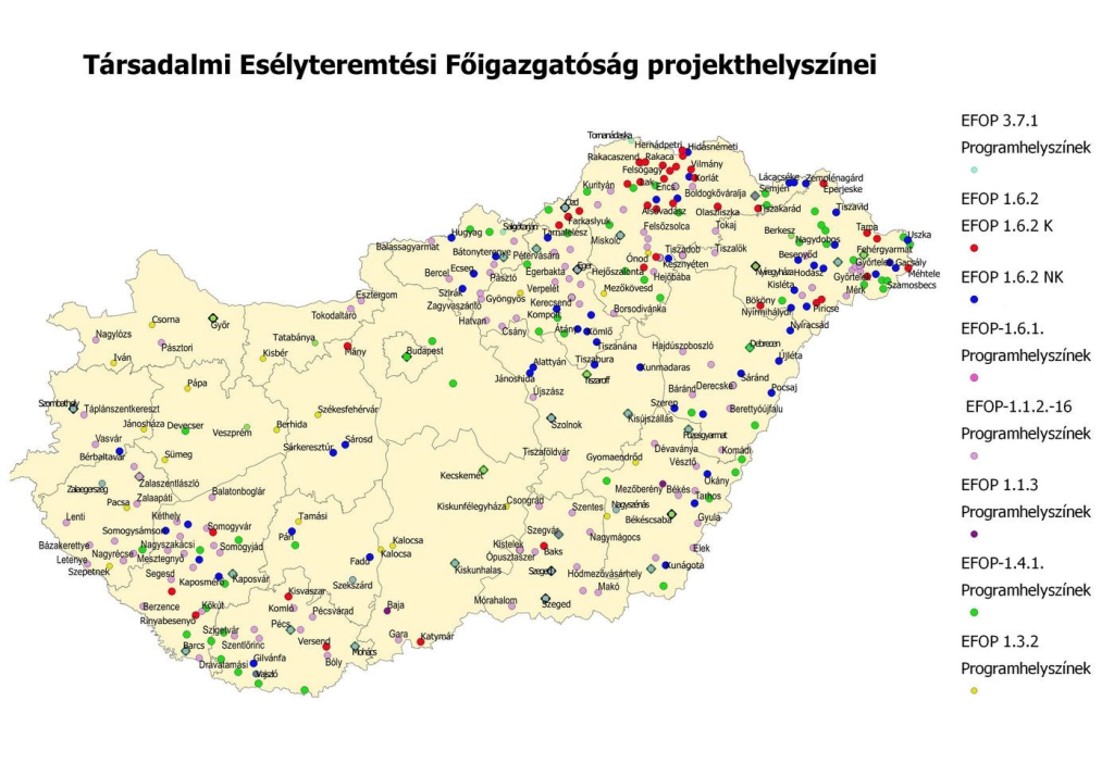 TEF projekthelyszínei